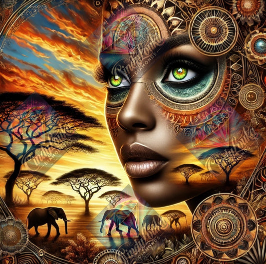 Regard d Ebène sur la Savane Eternelle 80x80 cm