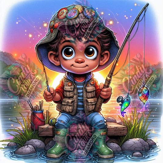 La Canne Enchantée du Petit Pêcheur 60x60 cm