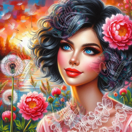 Fleur de passion au regard azur 50x50 cm