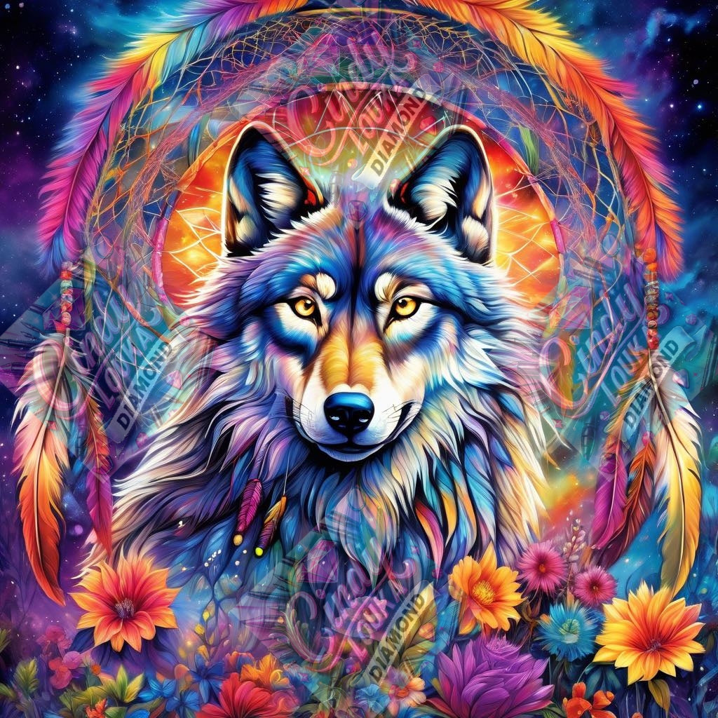 L'Esprit du Loup Cosmique 80x80 cm