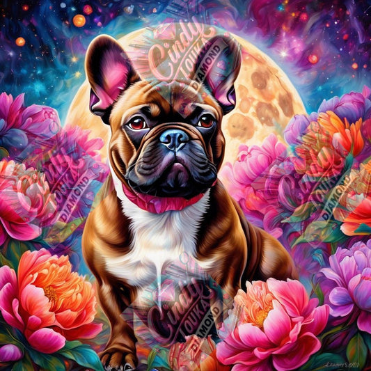 Rêverie Cosmique du bouledogue 70x70 cm