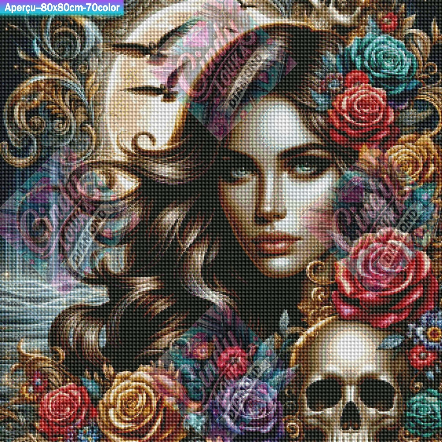 Lune, Fleurs & Mystère 80x80 cm