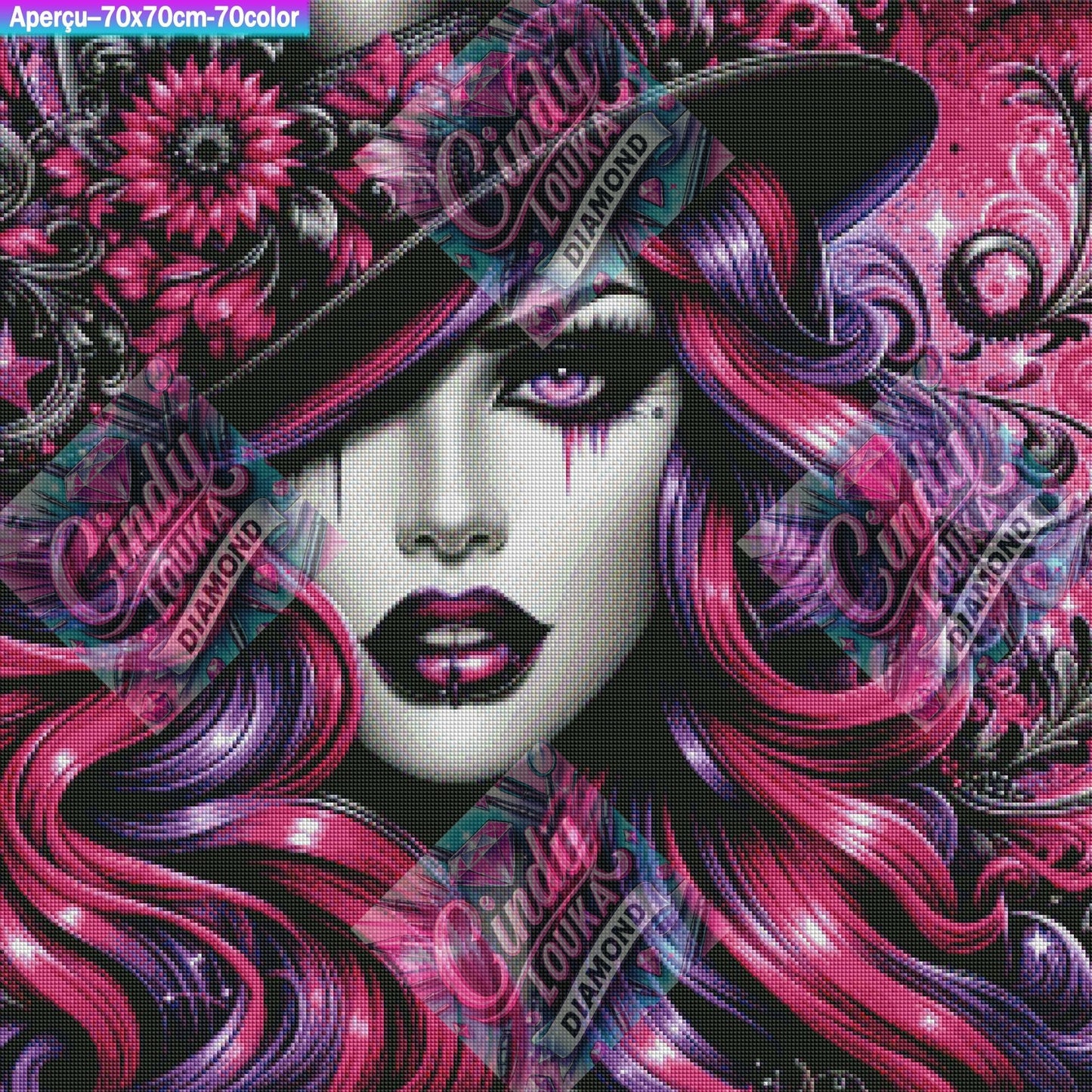 3. Larmes de Magenta Noir 70x70 cm