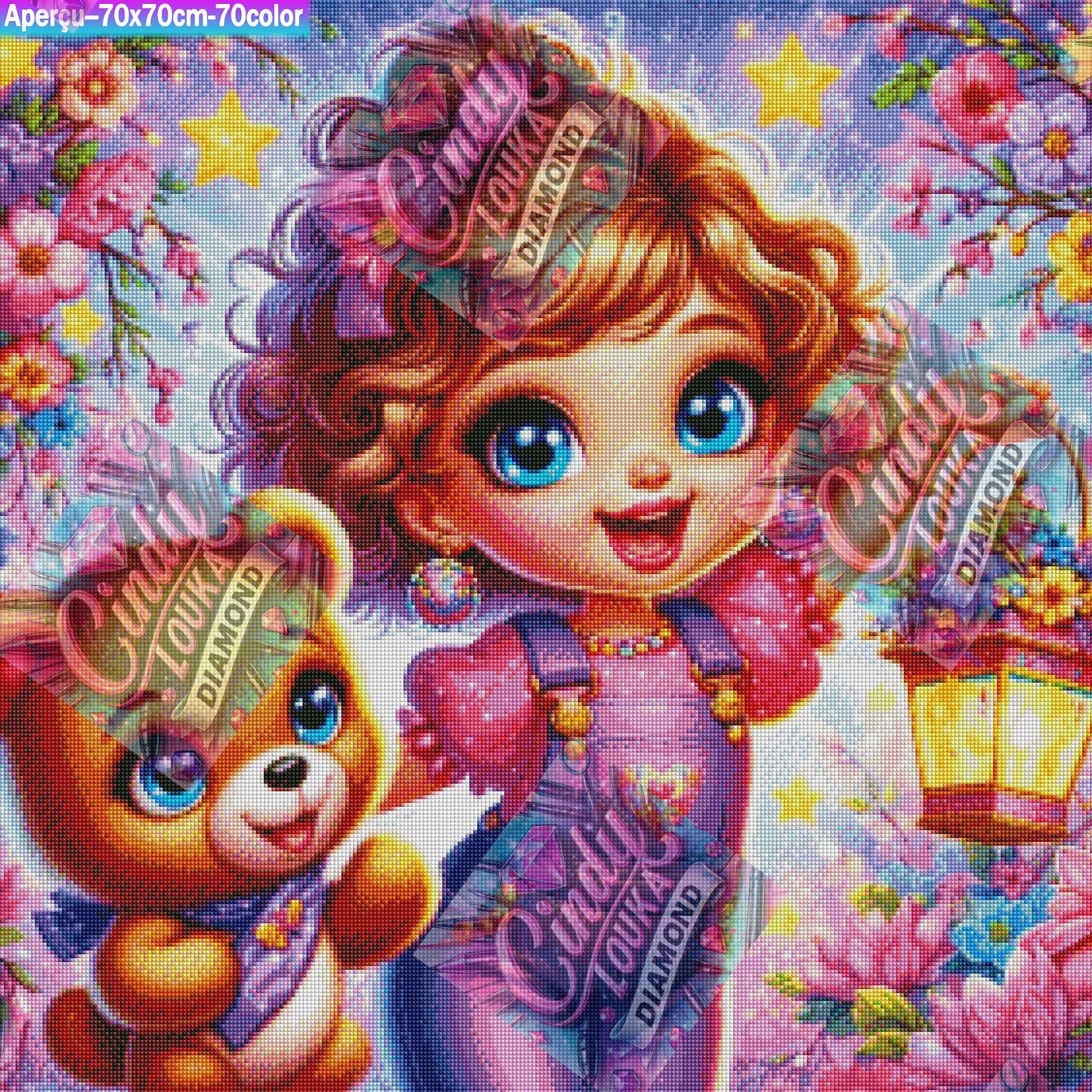 Boucles de Fée et Ourson Chéri 70x70 cm