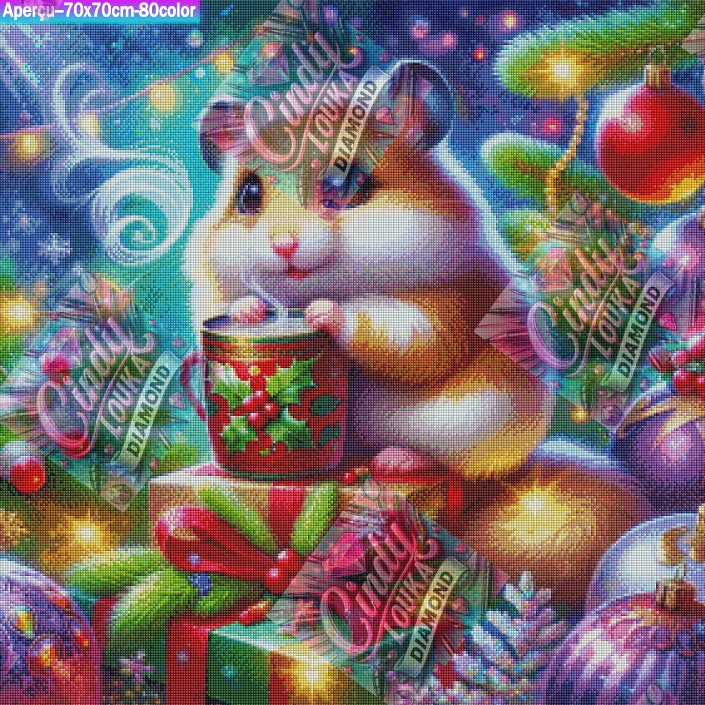Choco’Hamster en Mission Noël 70x70 cm