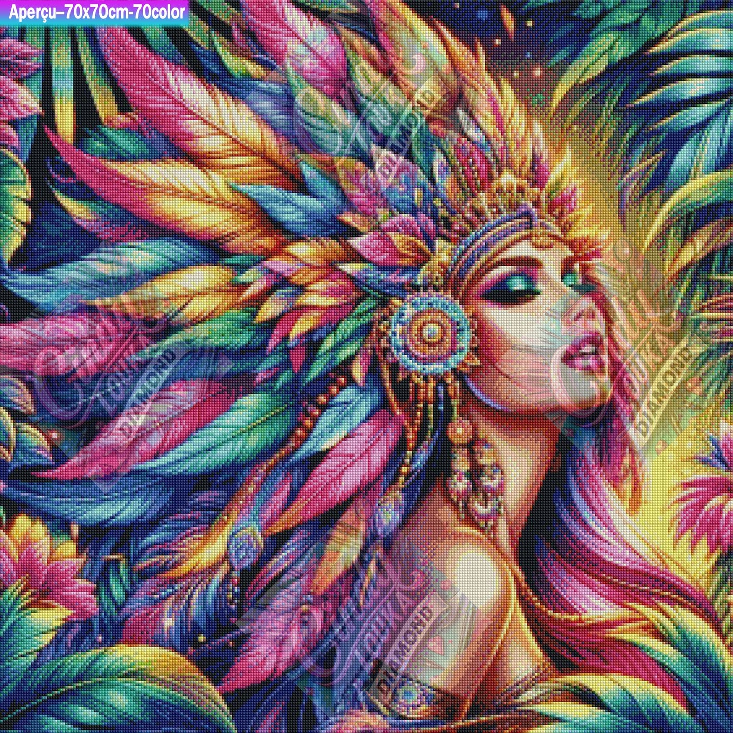 La Reine Des Plumes Célestes 70x70 cm