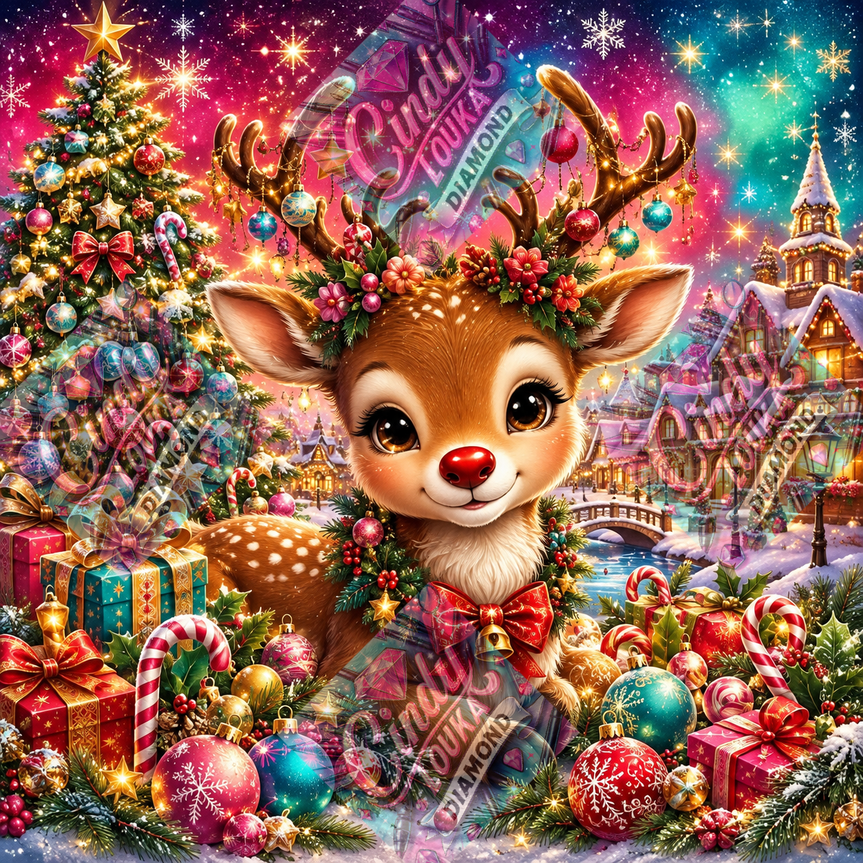 Petit Renne de Noël 80x80 cm