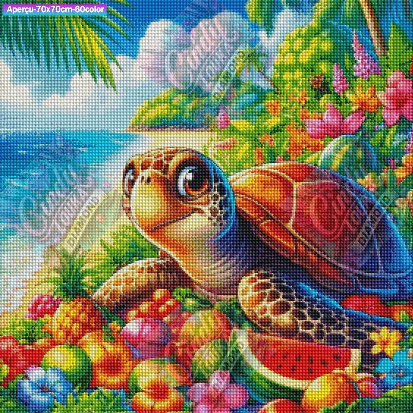 Soleil et Carapace 70x70 cm