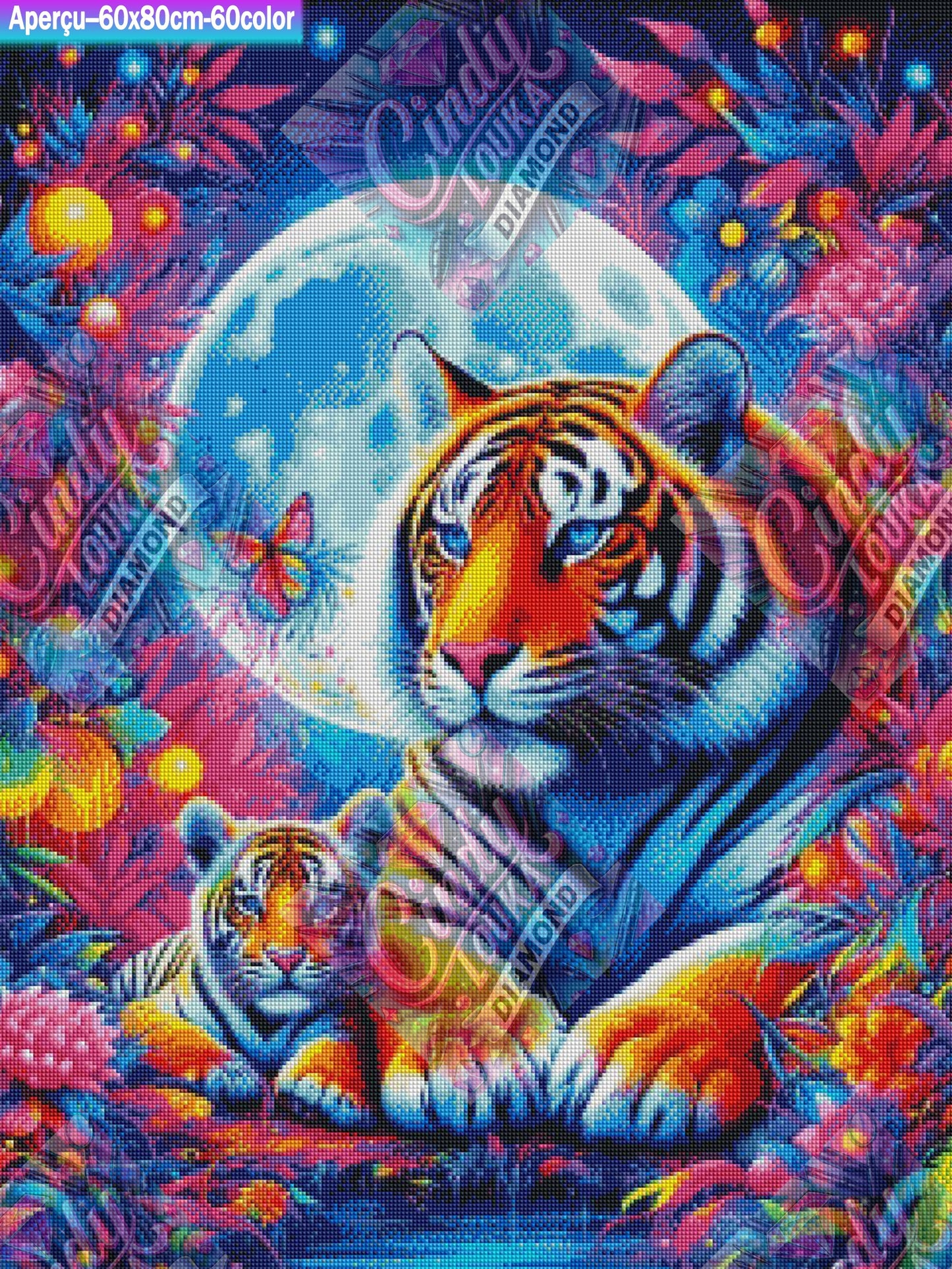 Sous La Lune des Tigres Rêves 60x80 cm