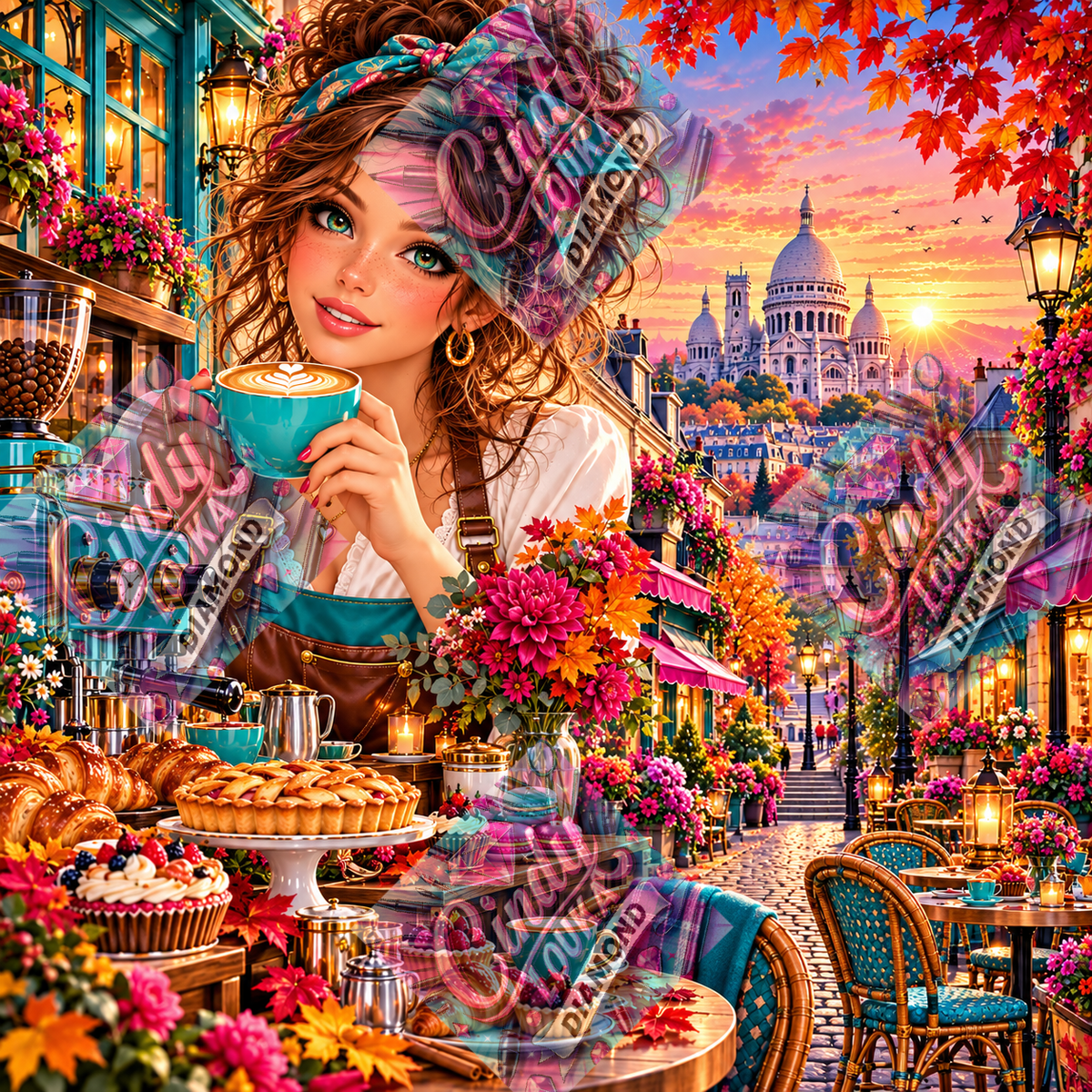 Miss Barista de Montmartre 90x90 cm