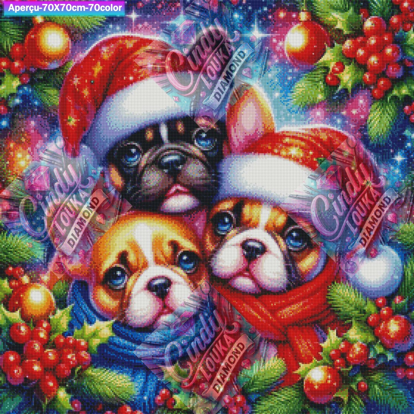 Petits cœurs de Noël 70x70 cm