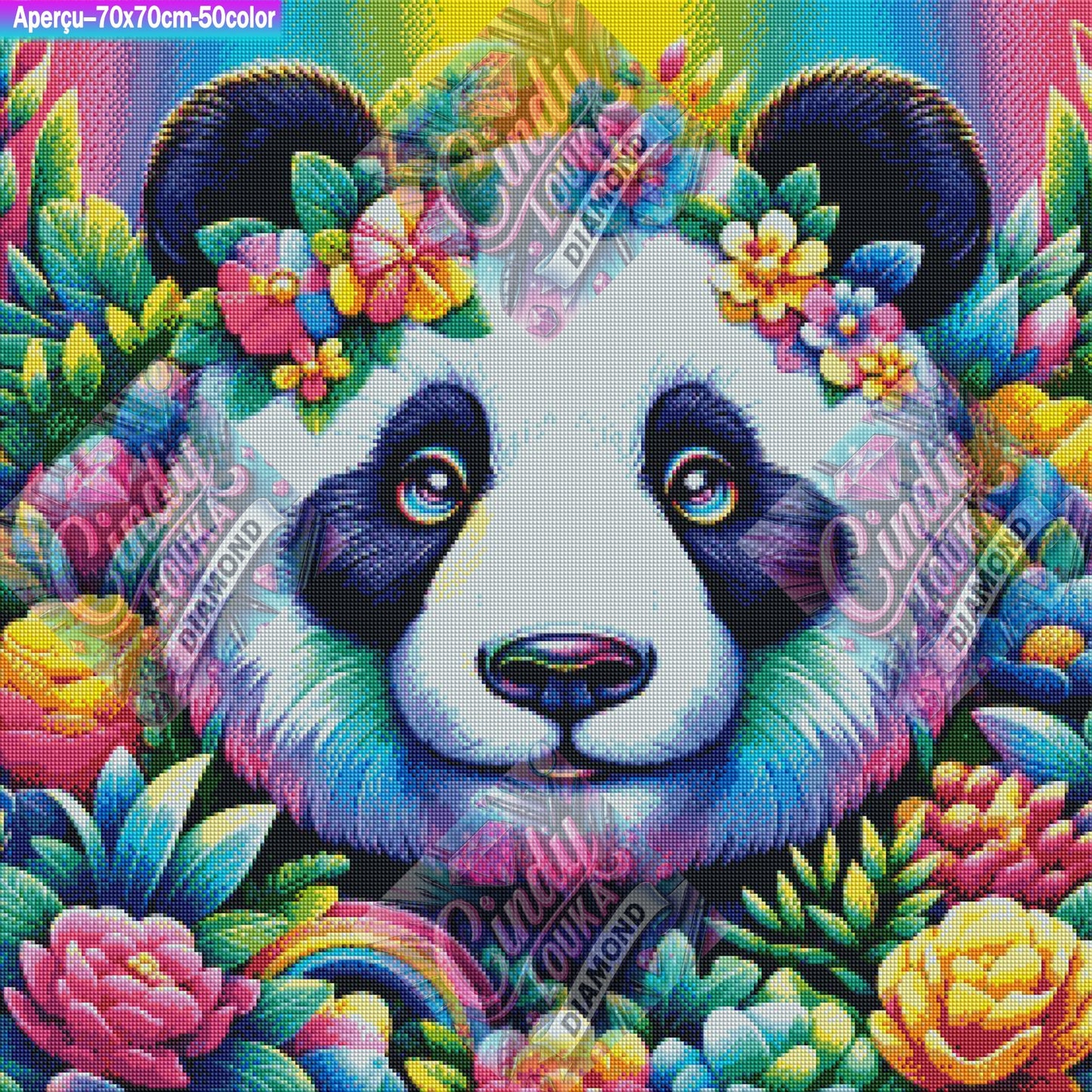 Panda aux Couleurs Tropicales 70x70 cm