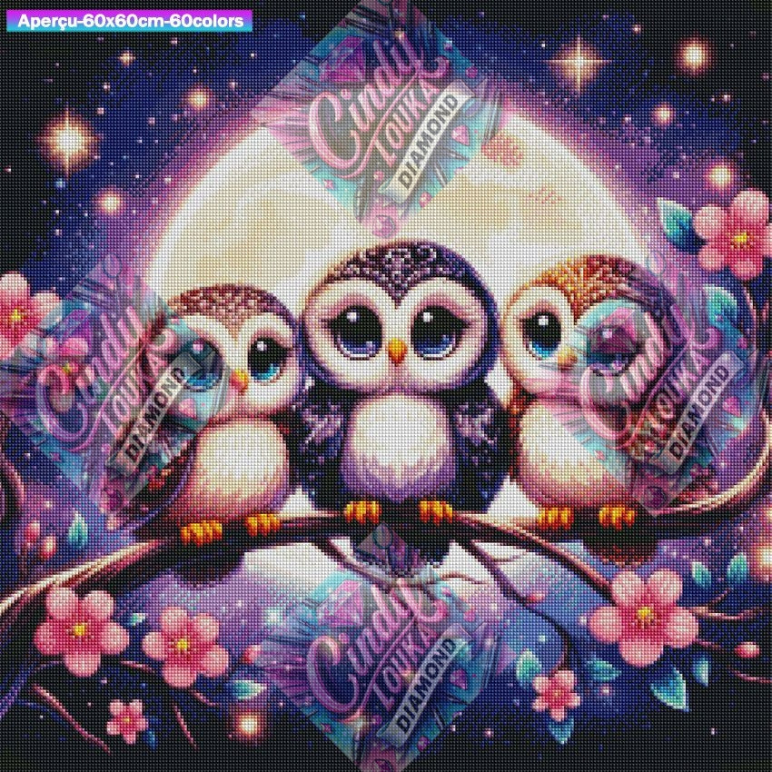 Chouettes Enchantées 60x60 cm