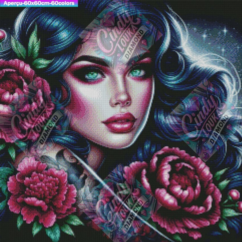 Muse Aux Yeux d'Emeraude 60x60 cm