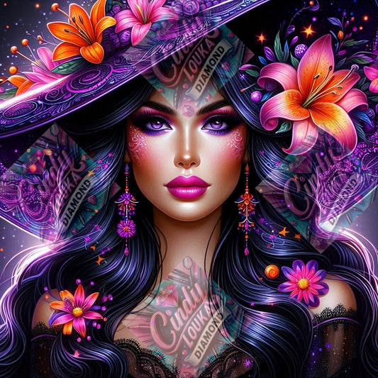 La Sorcière aux Lys de Feu 60x60 cm