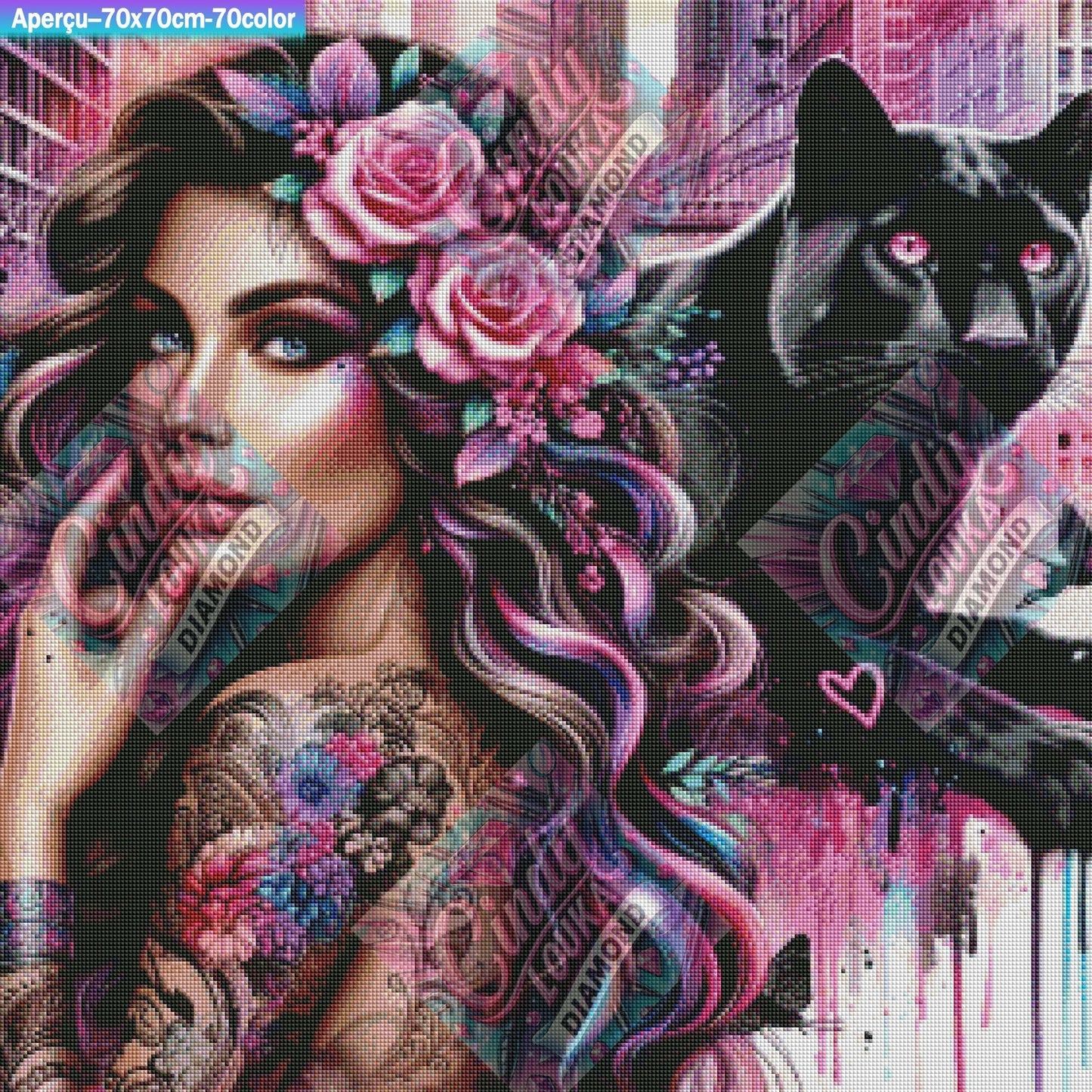 Fleur de Nuit, Cœur Sauvage 70x70 cm