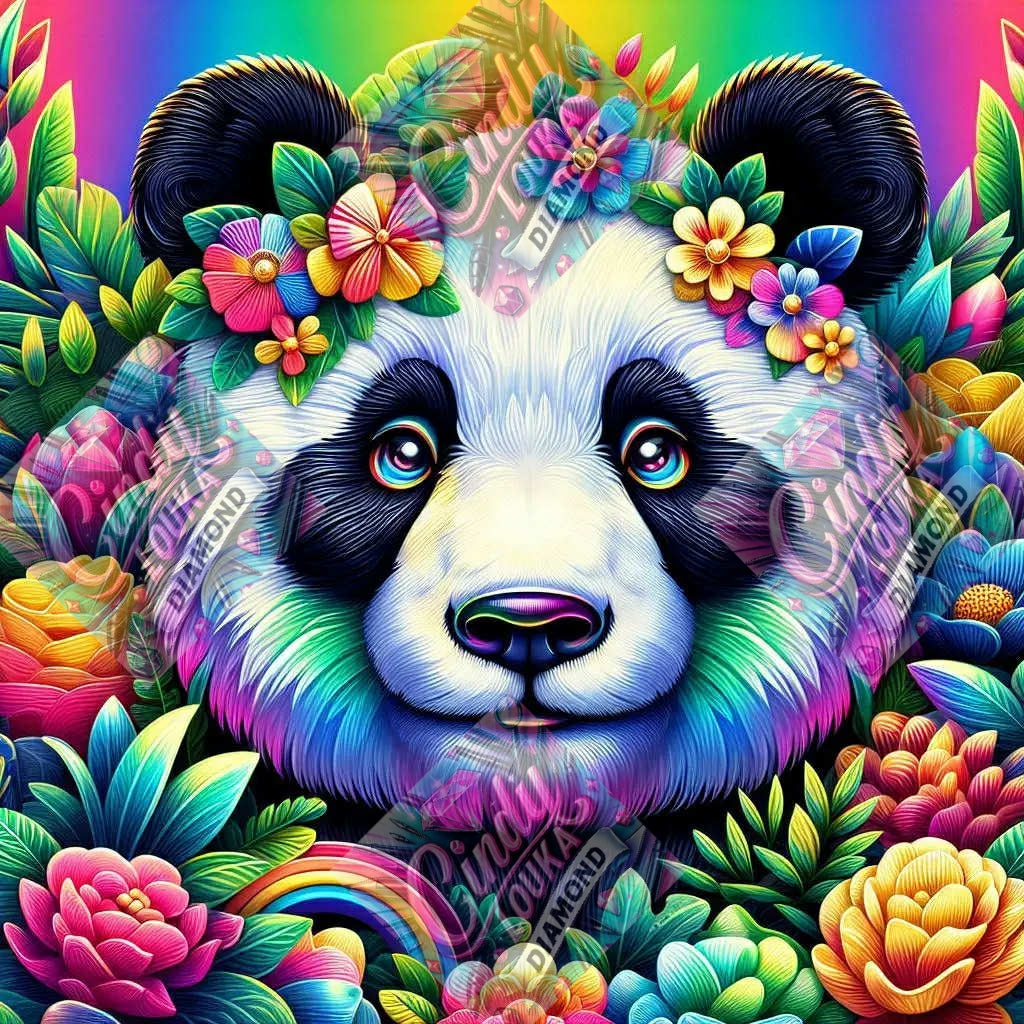 Panda aux Couleurs Tropicales 70x70 cm
