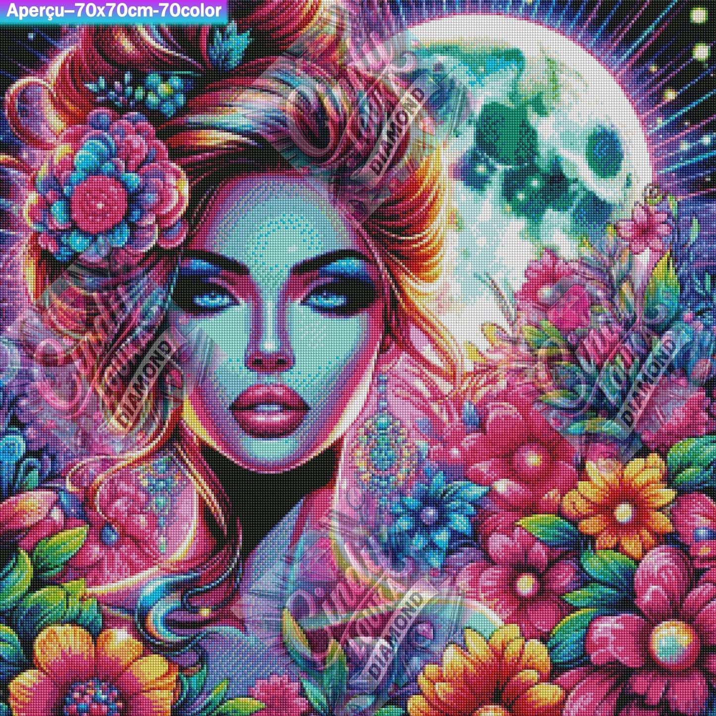 Mystère au Clair de Lune Électrique 70x70 cm