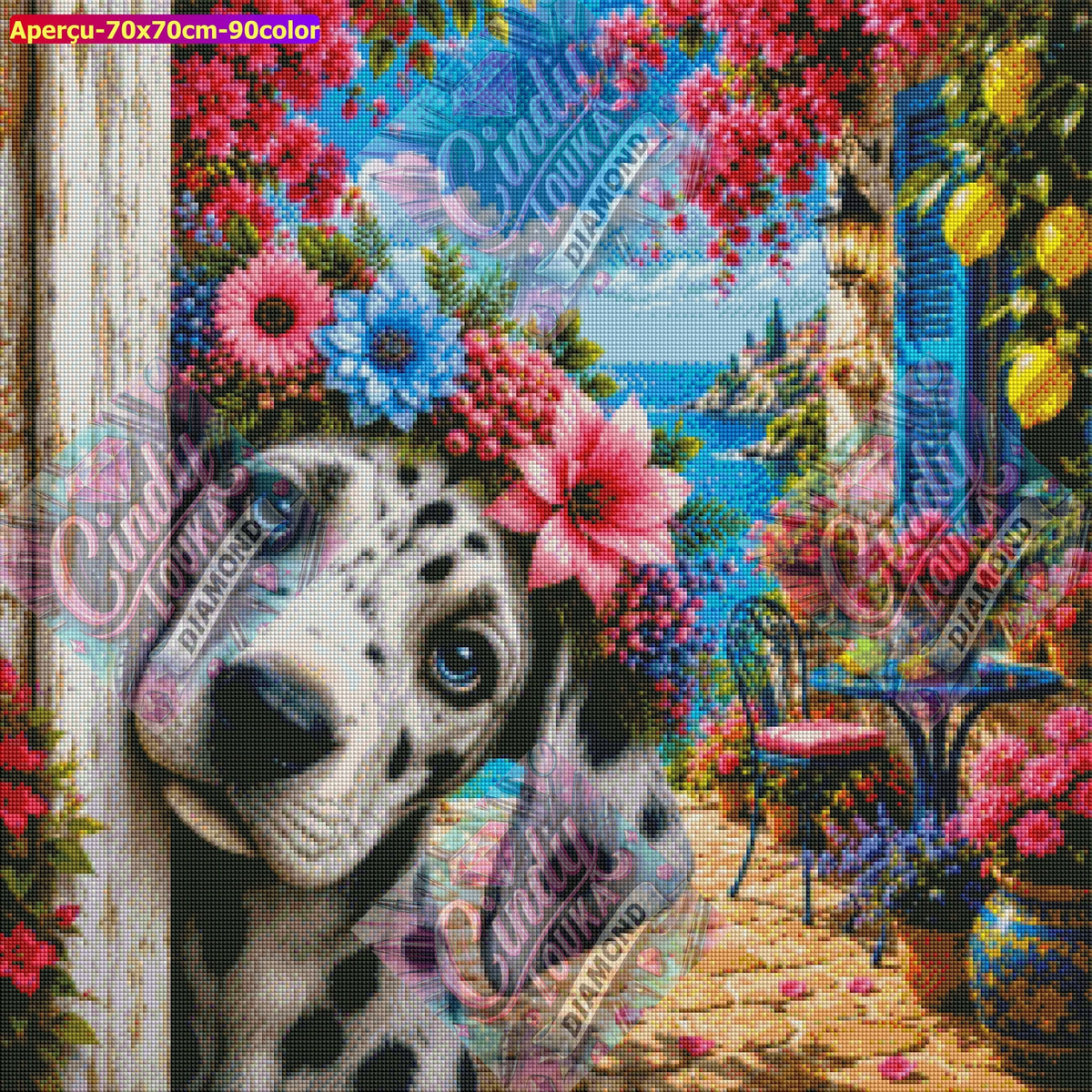 Le Chiot aux Yeux d'Azur 70x70 cm