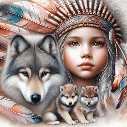 L'enfant des Loups 70x70 cm