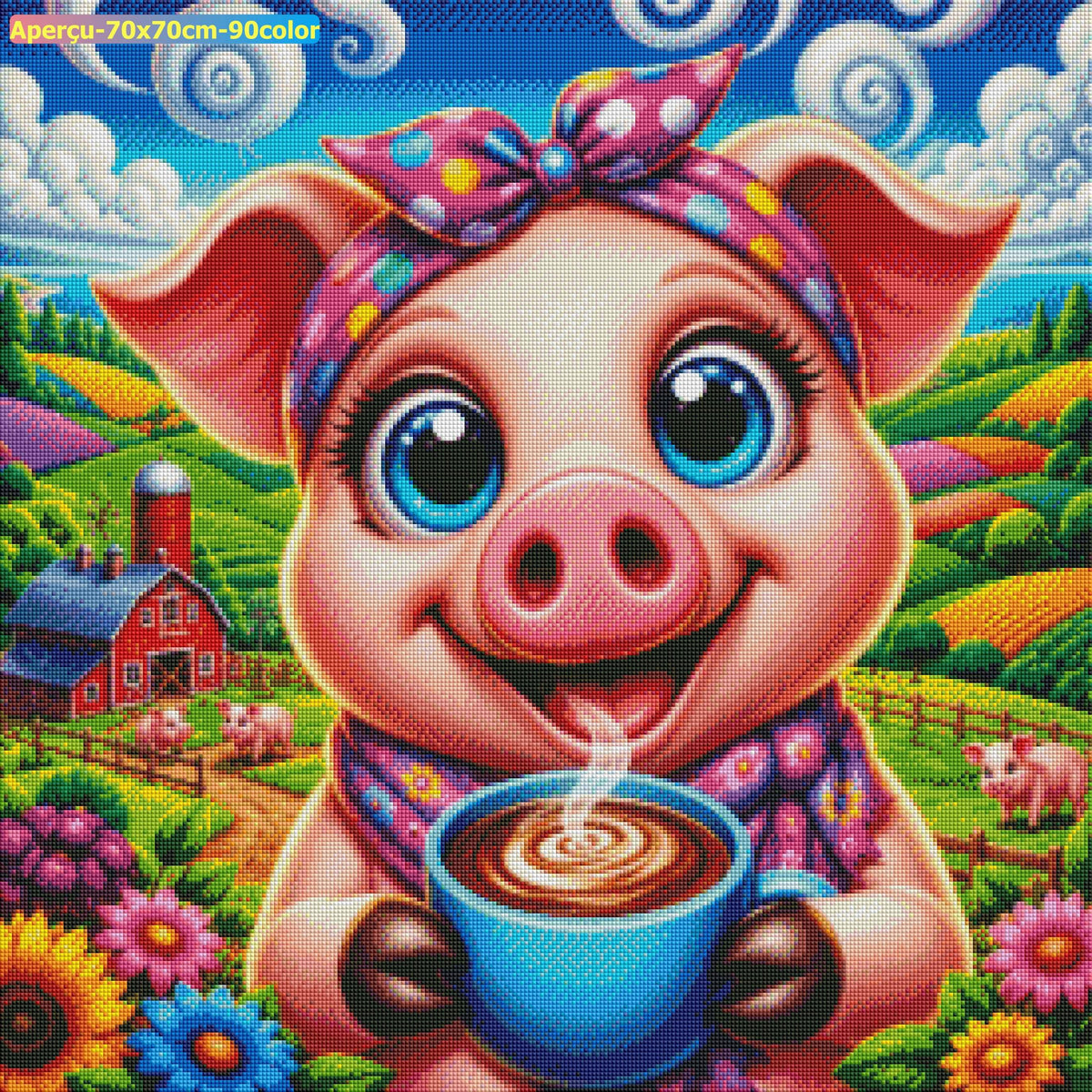 Pause gourmande à la ferme 70x70 cm