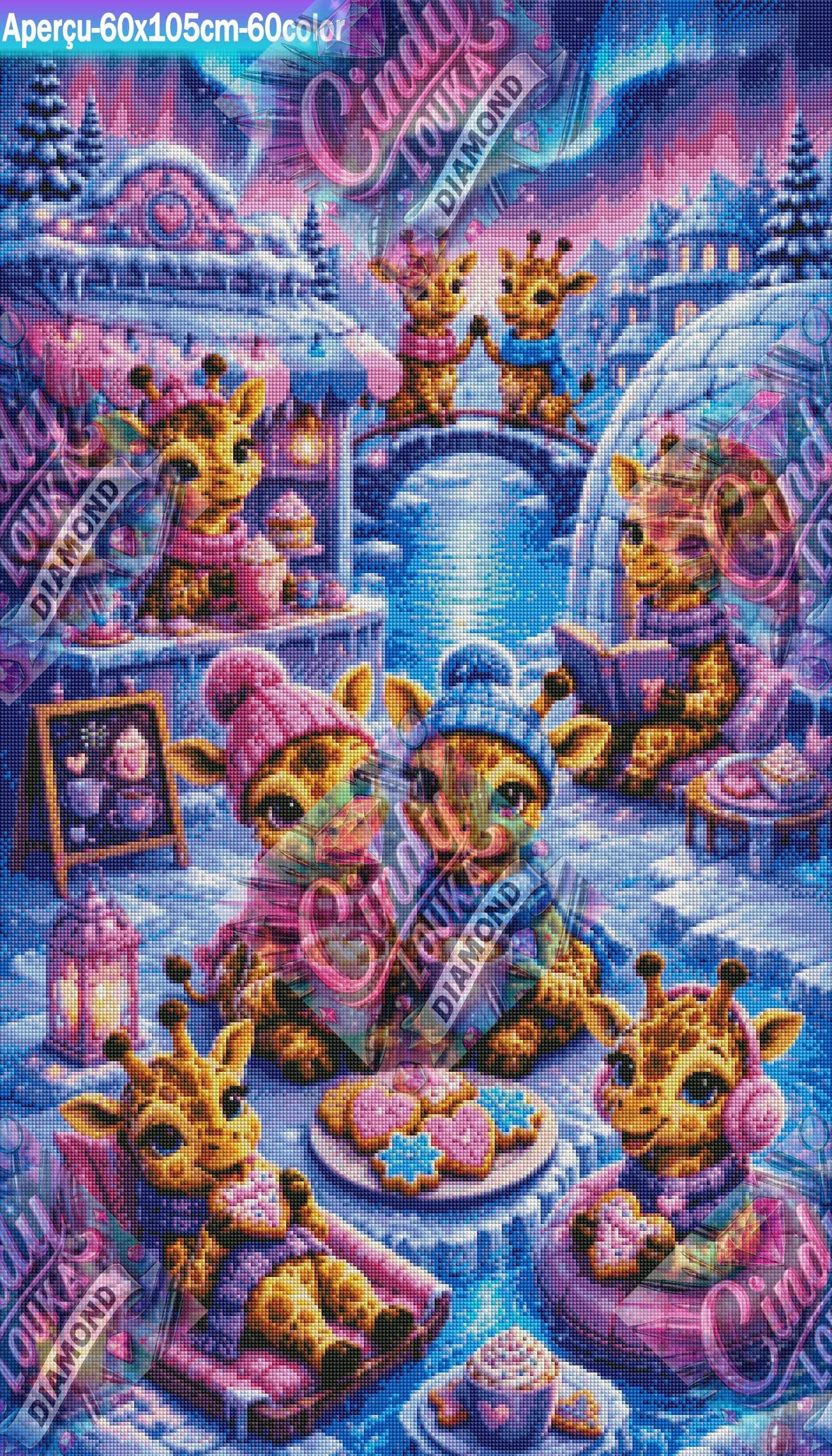 Le Village Magique des Girafons 60x90 cm