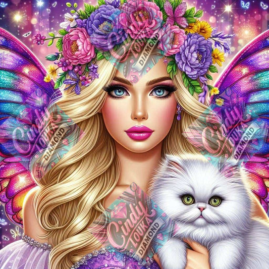 La Fée au Chat d Opale 70x70 cm