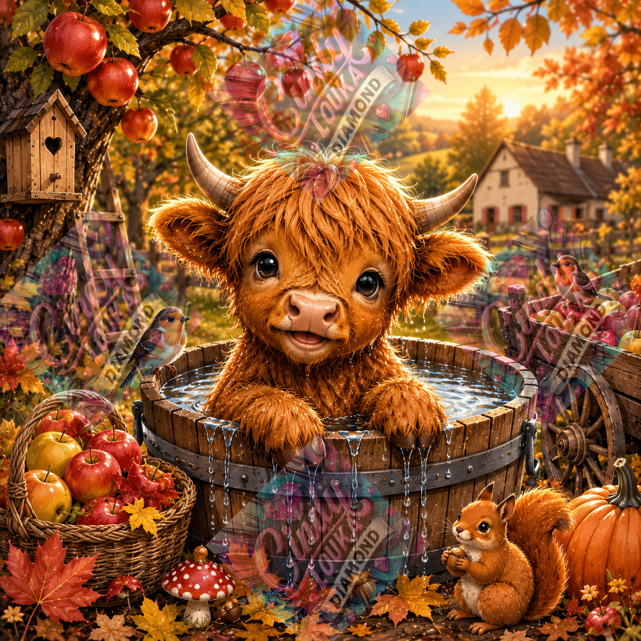 Le Bain du Petit Highland 70x70 cm