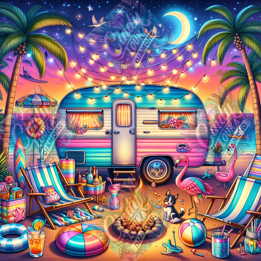 Camping sous la Nuit Magique 60x60 cm