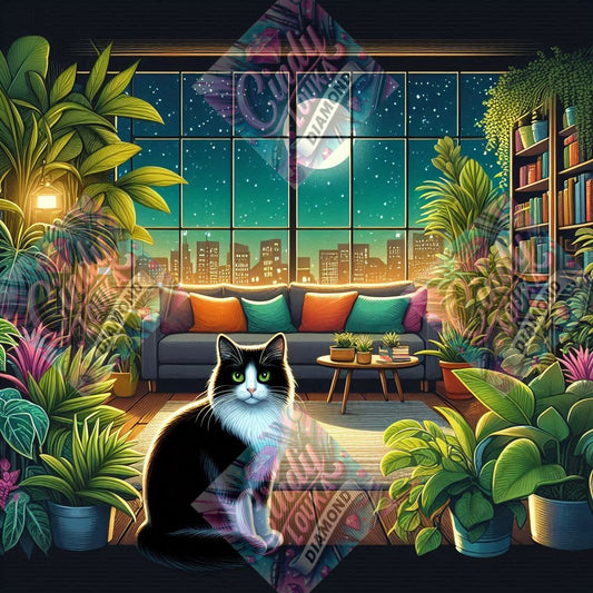 Le Félin des Nuits Étoilées 70x70 cm