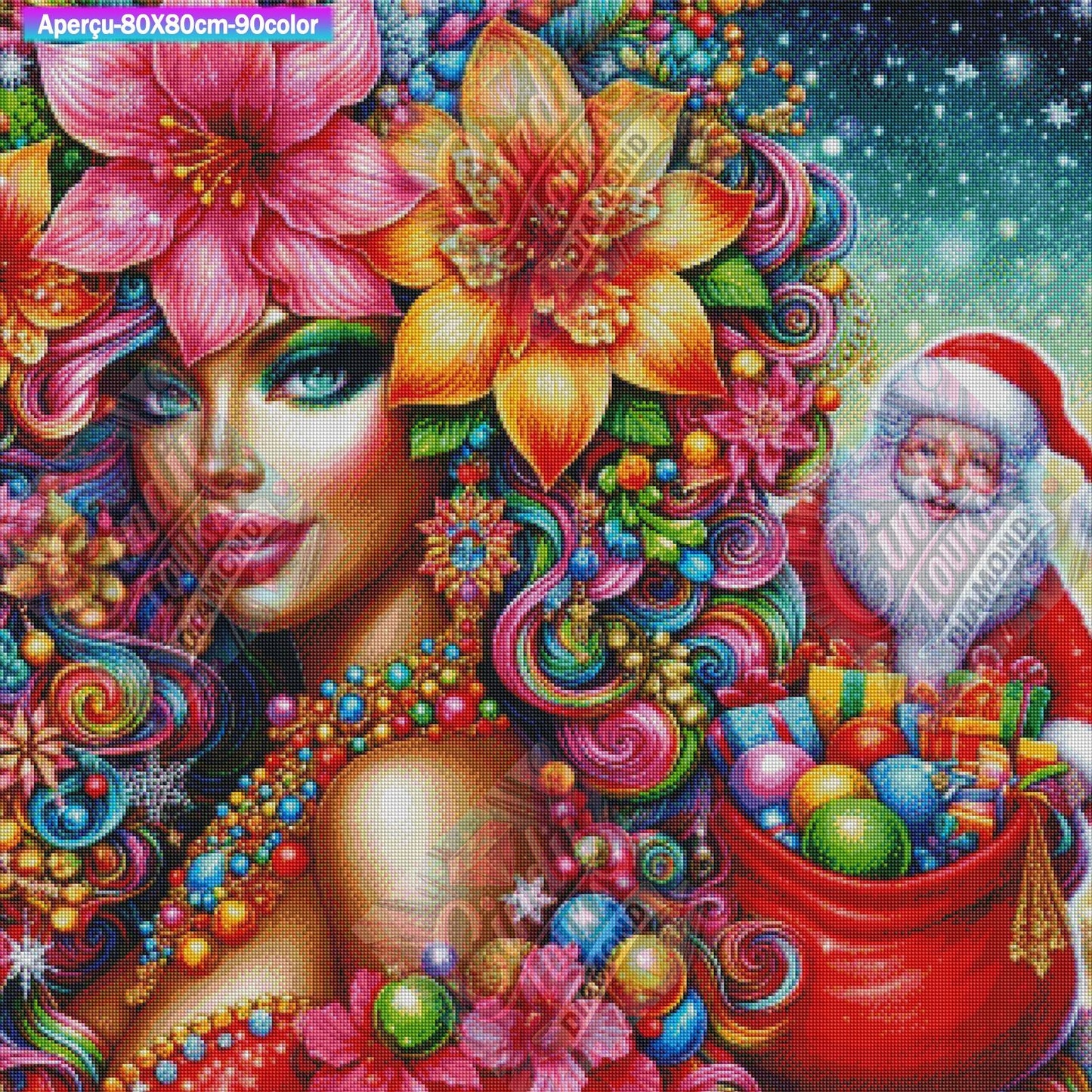 Féerie de Noël en Fleurs 80X80 cm
