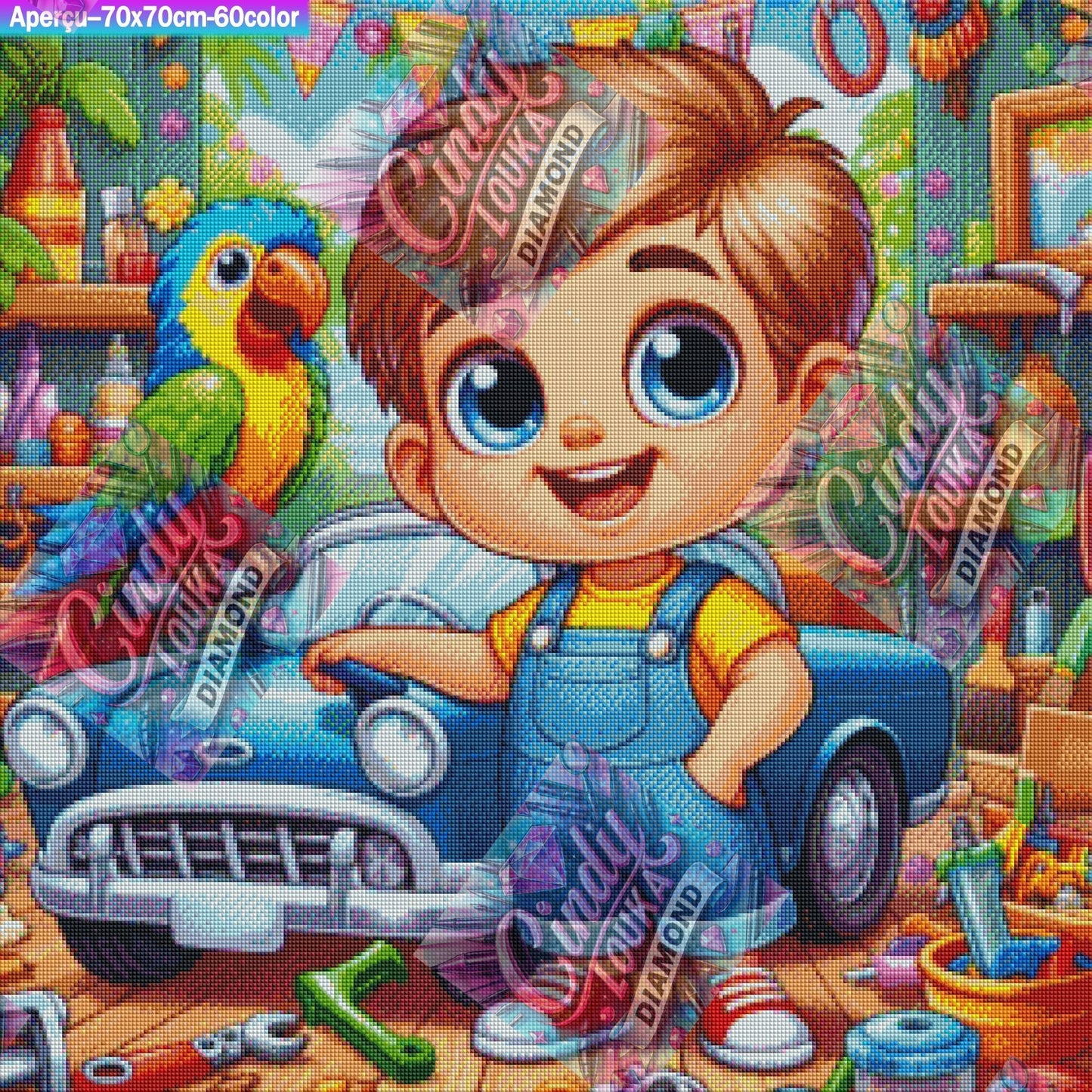 Le Petit Mécano du Bonheur 70x70 cm