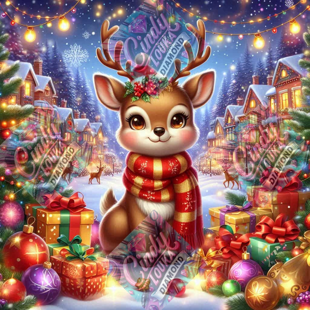 Petit Renne,Grand Cœur 70x70 cm