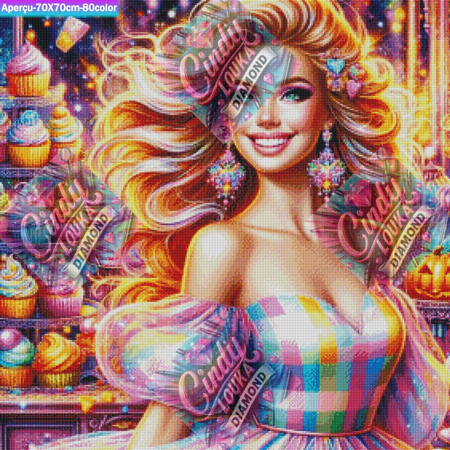 Gourmandises sucrées 70x70 cm