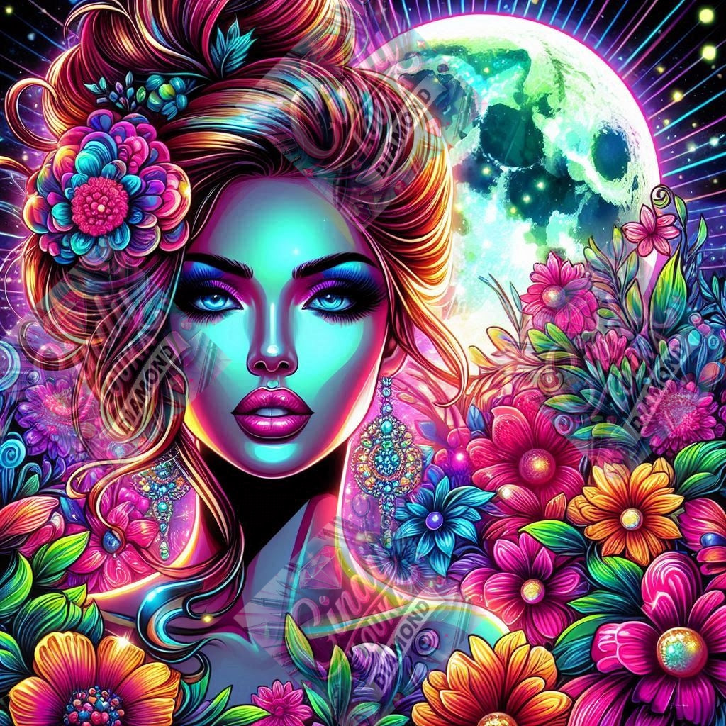 Mystère au Clair de Lune Électrique 70x70 cm