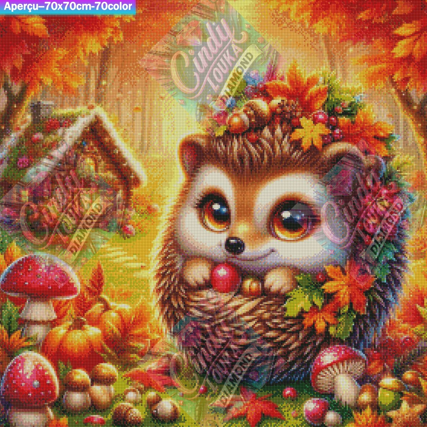 Automne dans les Yeux d un Hérisson 70x70 cm
