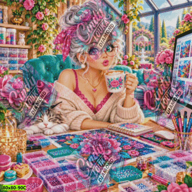 Mamie Geek & Diamants 80x80 cm