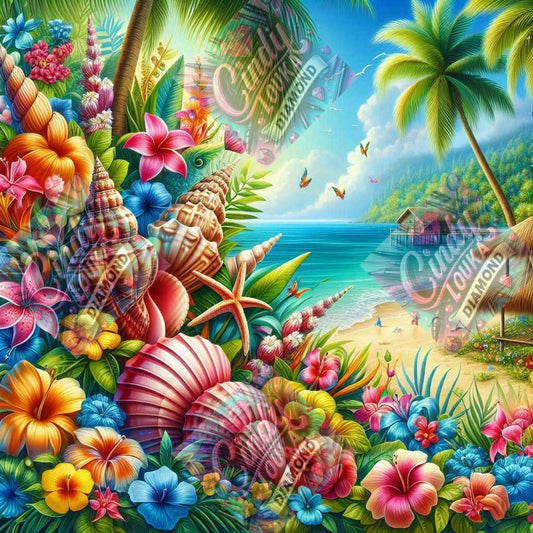 Coquillages du Lagon Bleu 60x60 cm