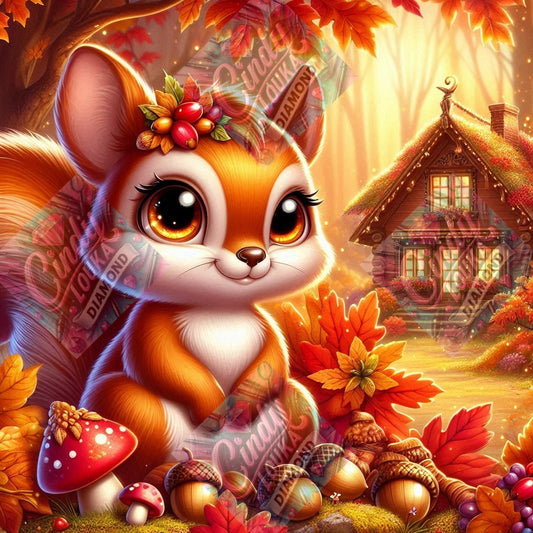 Noisettes et Feuilles Dorées 70x70 cm