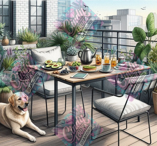 Brunch sur le Rooftop 70x70 cm