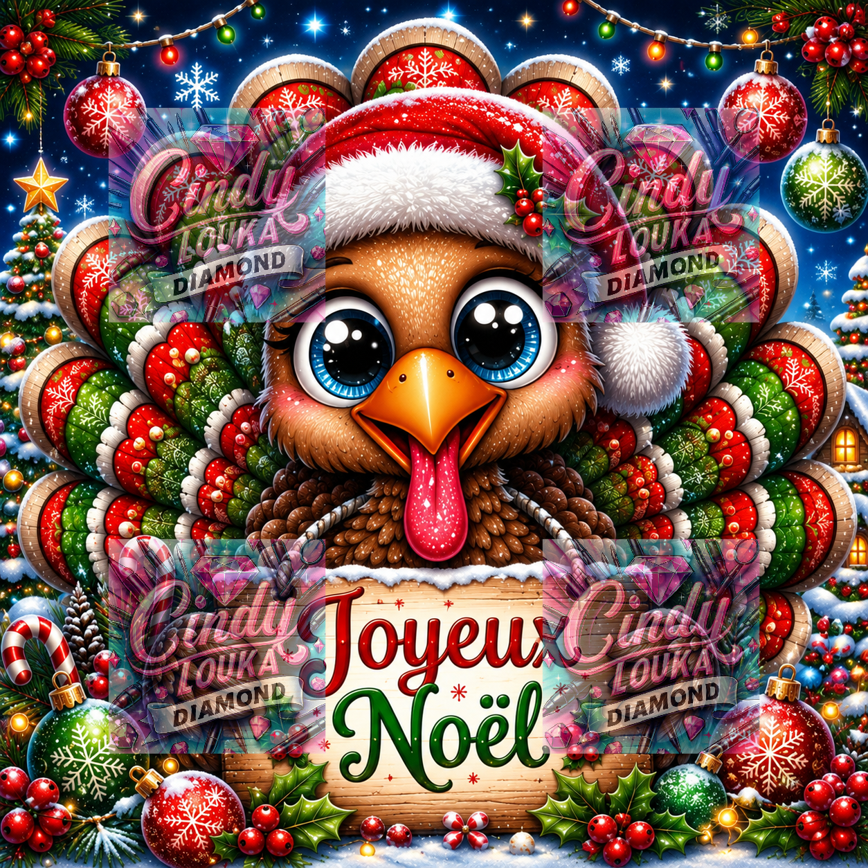 Noël Complètement Dinde 70x70 cm