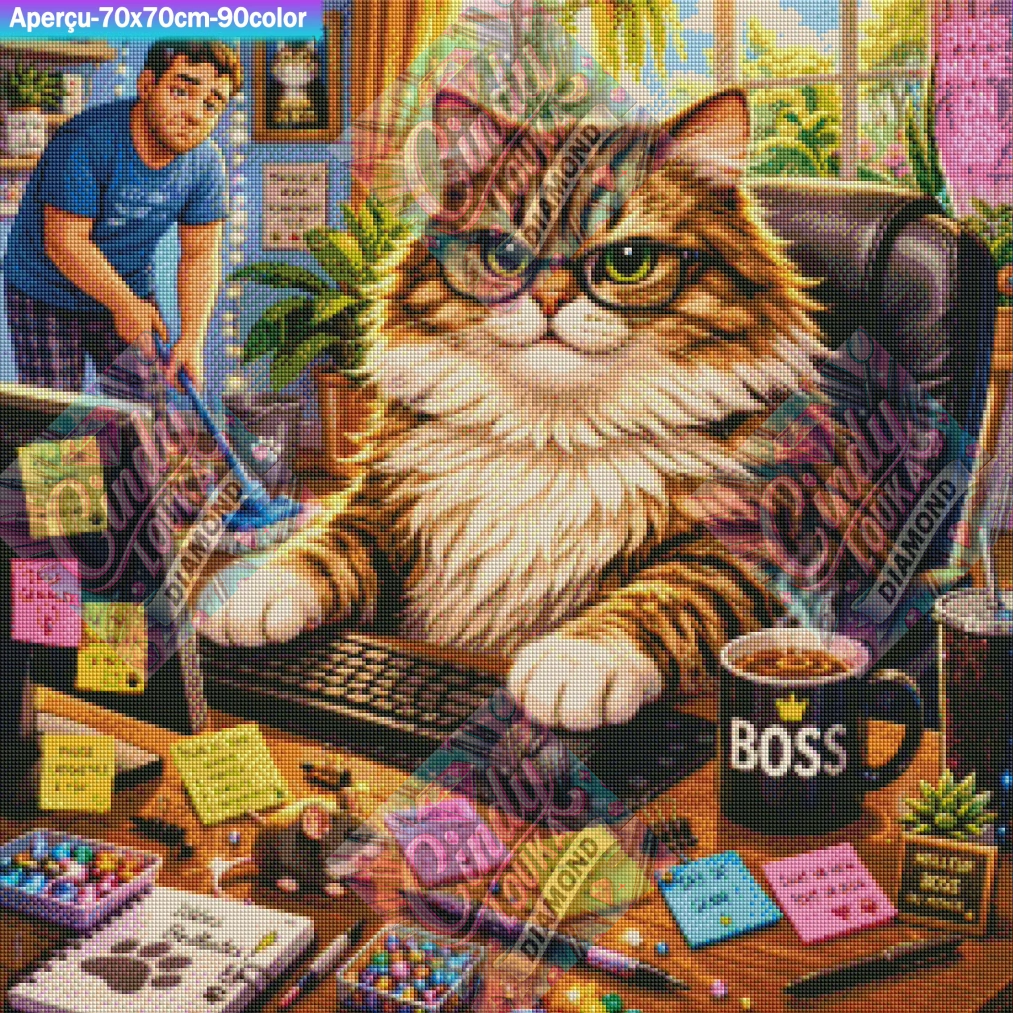 Chat alors… quel boss ! 70x70 cm