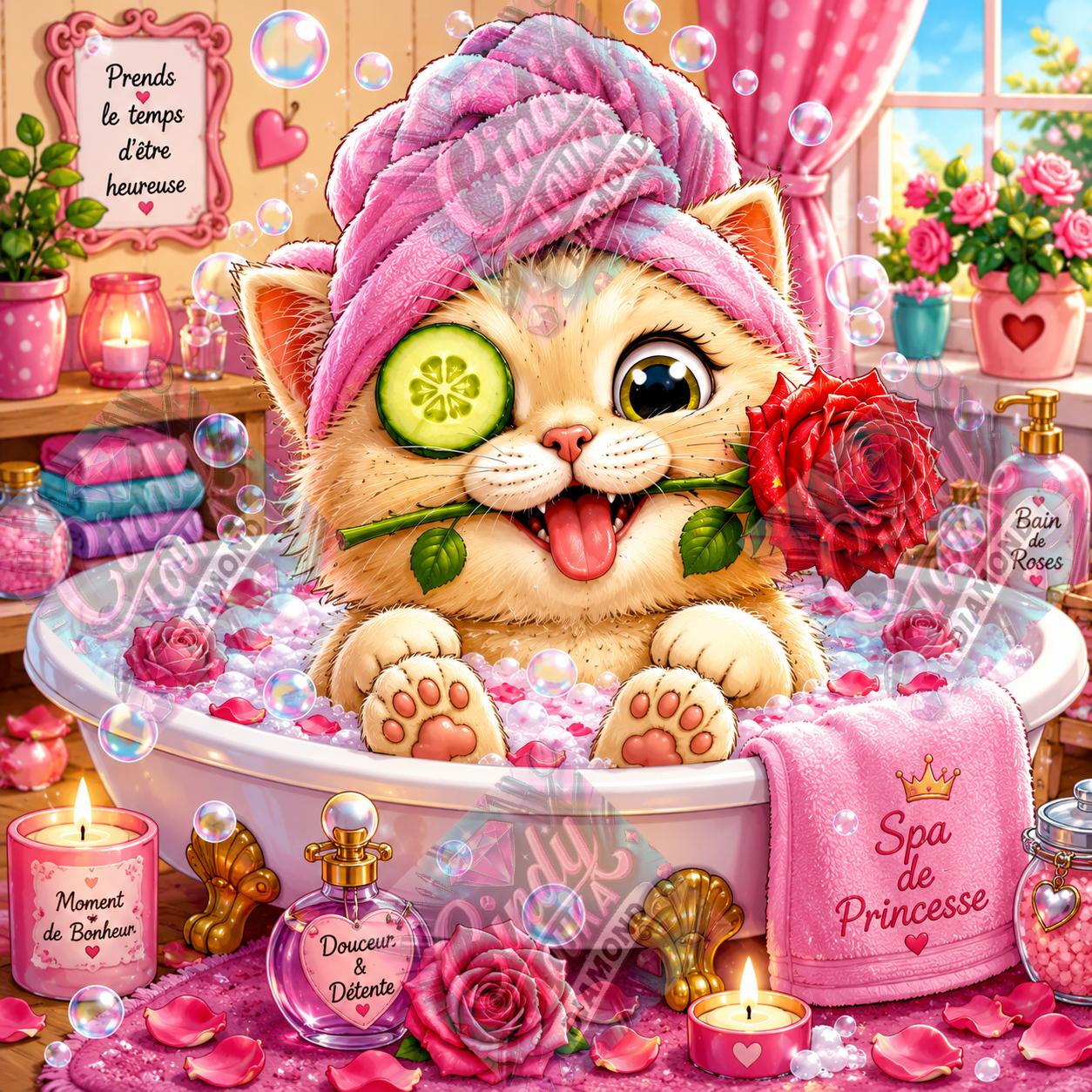 Chat'rrive au Spa !70x70 cm