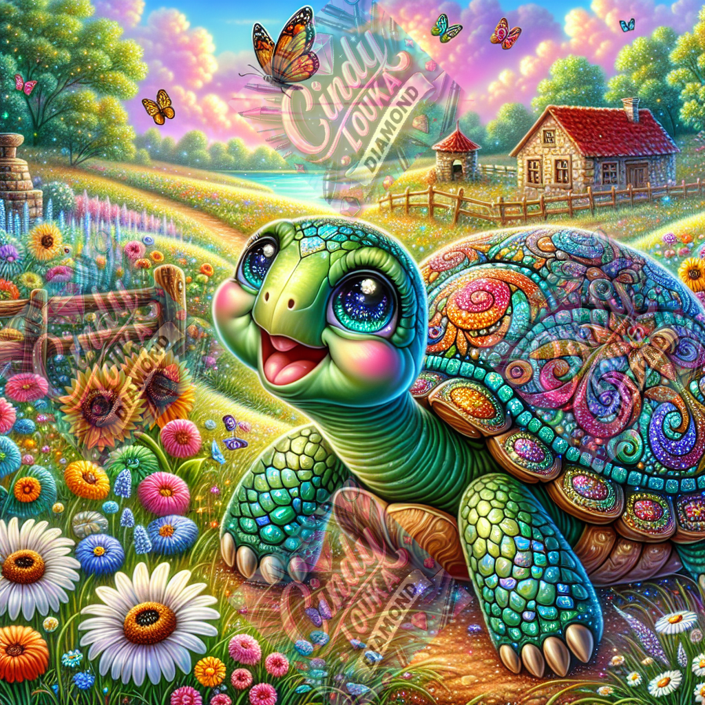 La Tortue du Bonheur Champêtre 70x70 cm