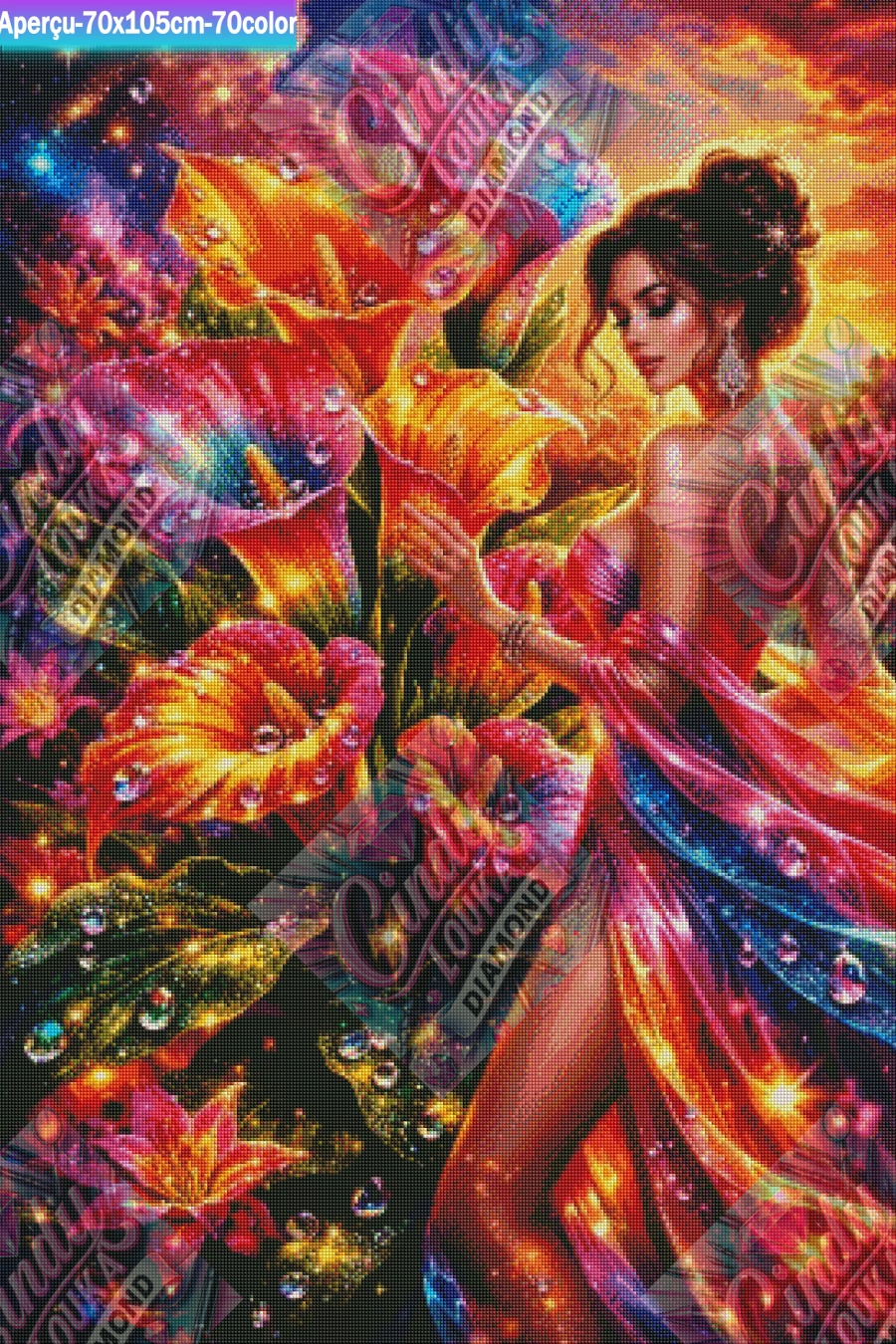 Divinité Florale Incandescente 70x105 cm