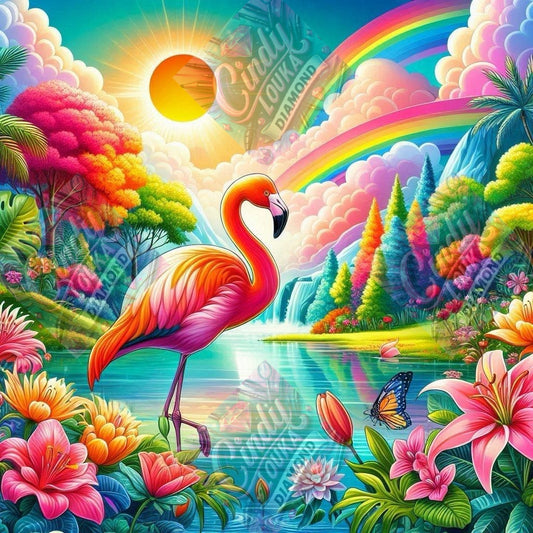 Le Monde Coloré du Flamant Rose 60x60 cm