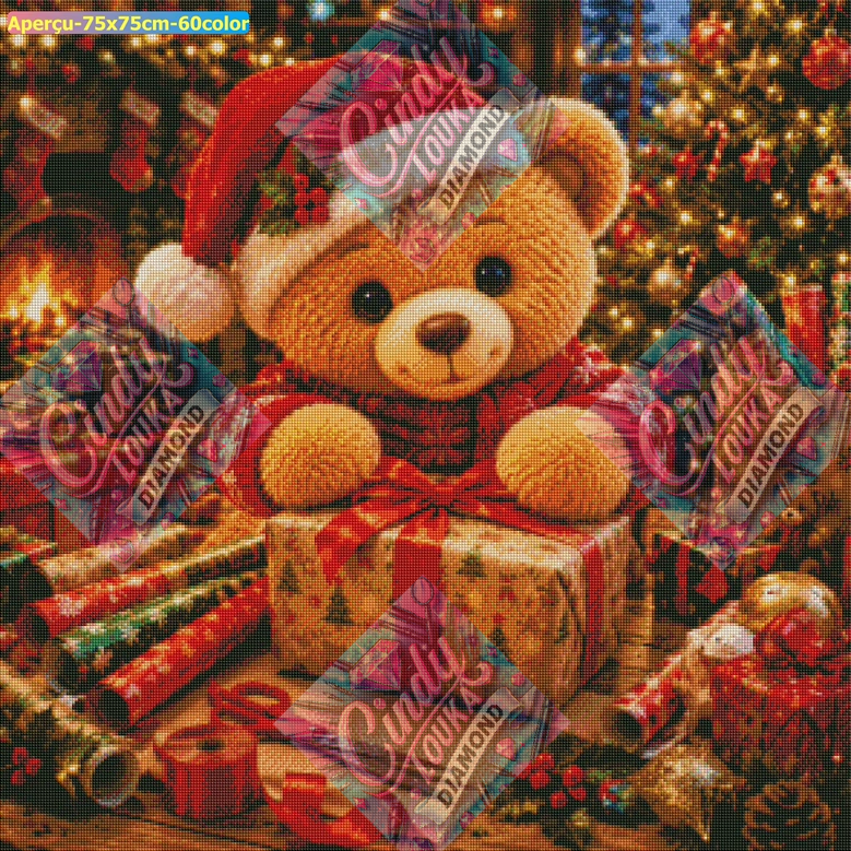 Un Ourson Sous le Sapin 75x75 cm