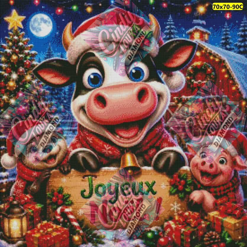 Noël en Folie à la Ferme 70x70 cm