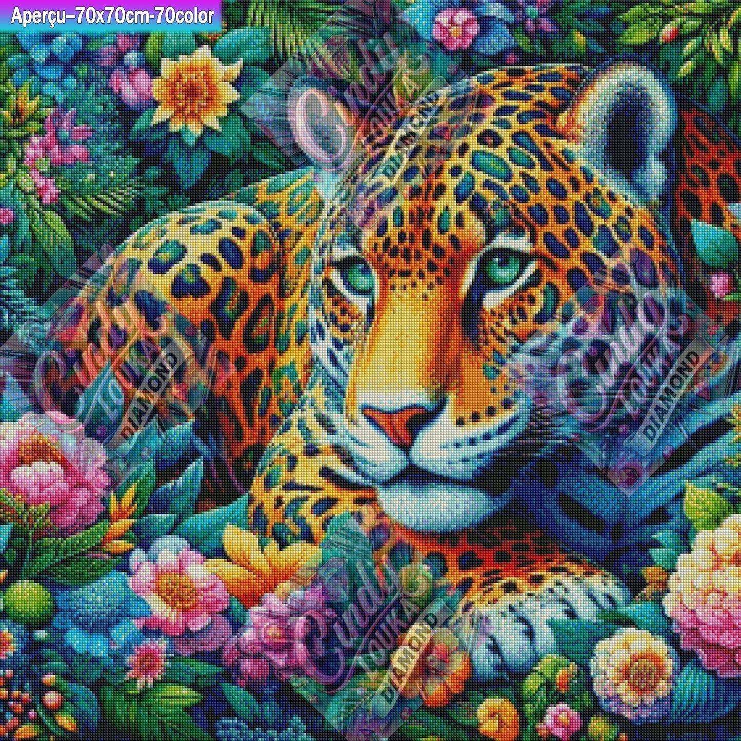 Le Jaguar aux Yeux de Forêt 70x70 cm