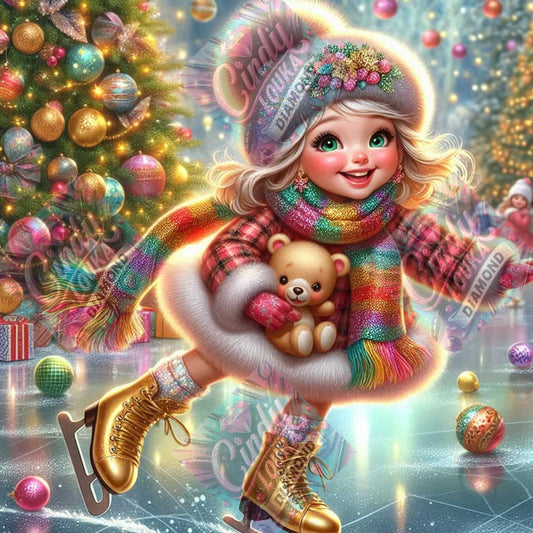 La Patineuse de Noël 70x70 cm